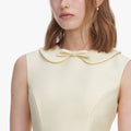 Yellow Taffeta Collared Midi Dress