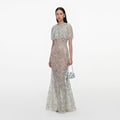 Mint Embellished Cape Maxi Dress