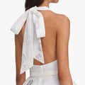 White Linen Blend Peplum Top