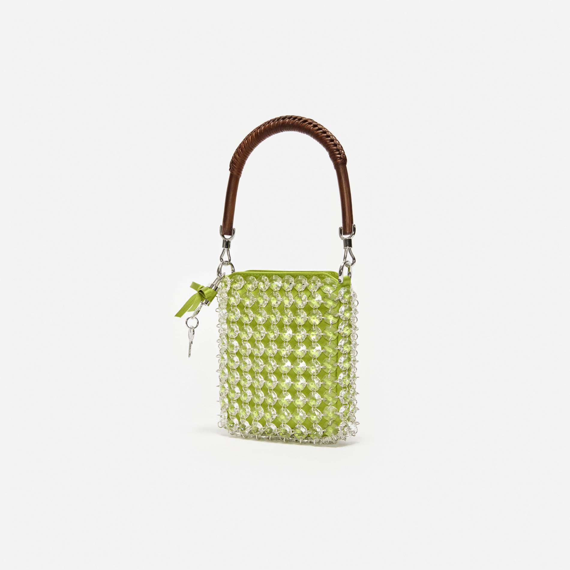 Green Crystal Chain Mini Tote Bag