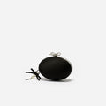 Black Satin Oval Clutch