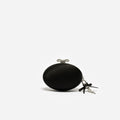 Black Satin Oval Clutch