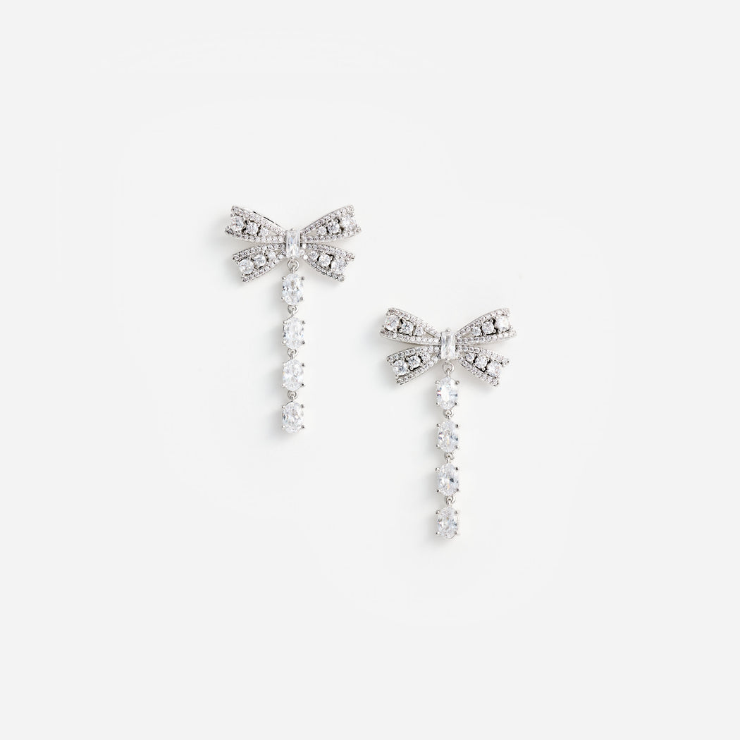 Crystal Bow Droplet Earrings