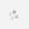 Mini Crystal Flower Pearl Earrings