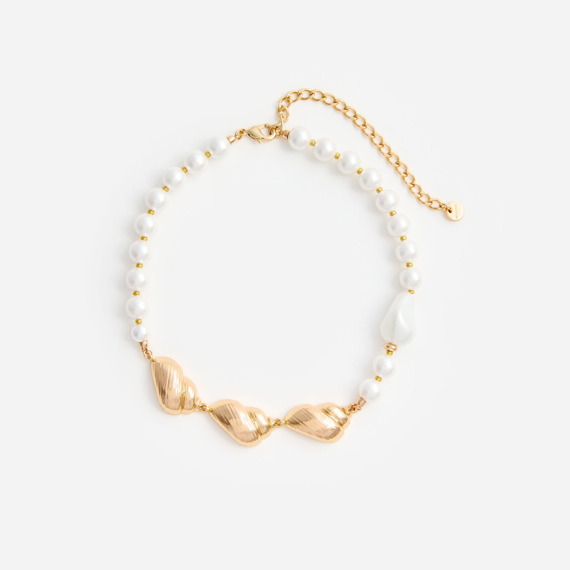 Gold Shell And Pearl Necklace