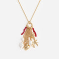 Gold Coral Charm Cluster Necklace