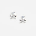 Crystal Heart Bow Drop Earrings