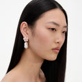 Pink Flower Pearl Drop Earrings