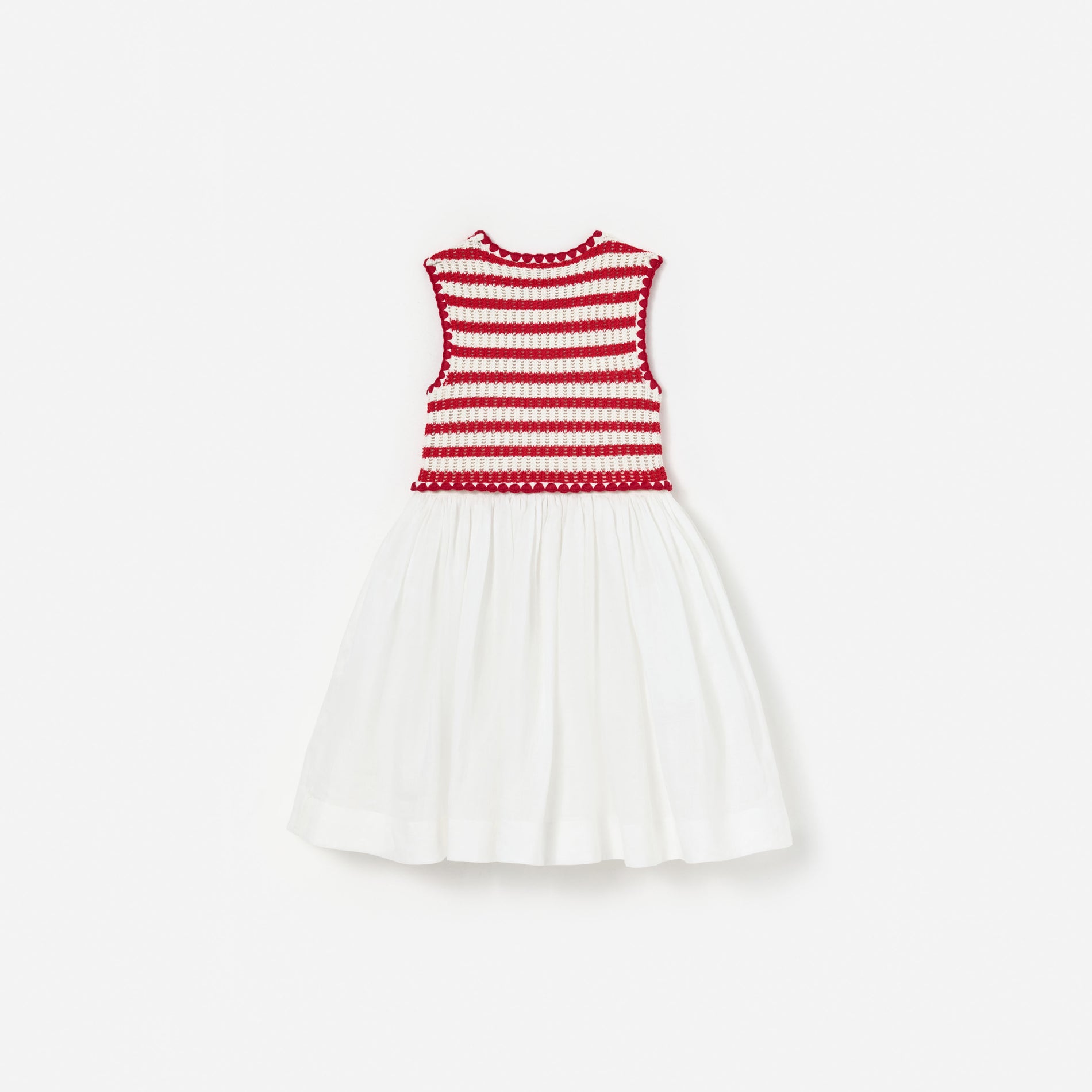 Red Striped Crochet Floaty Dress