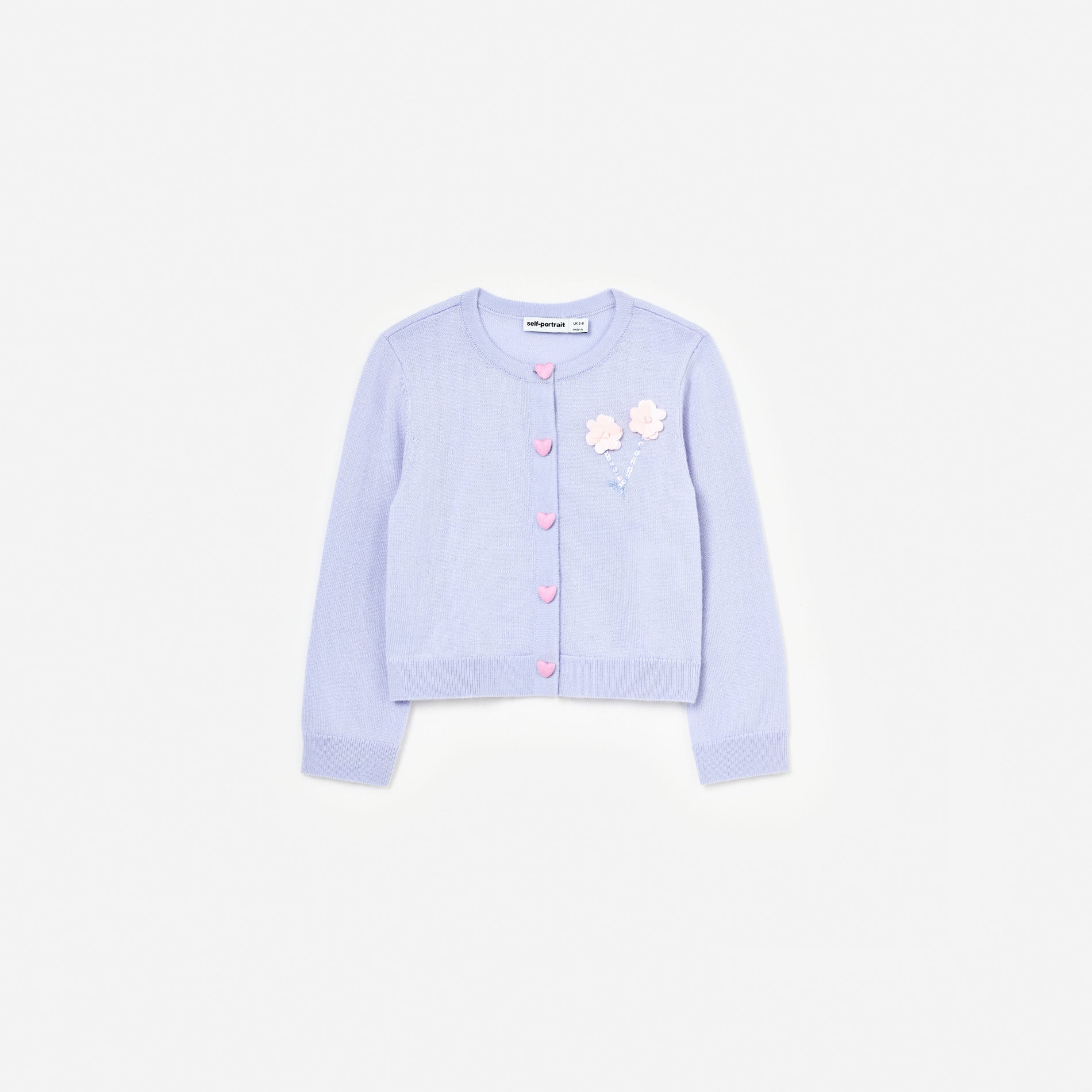 Lilac Sequin Flower Embroidered Knit Cardigan