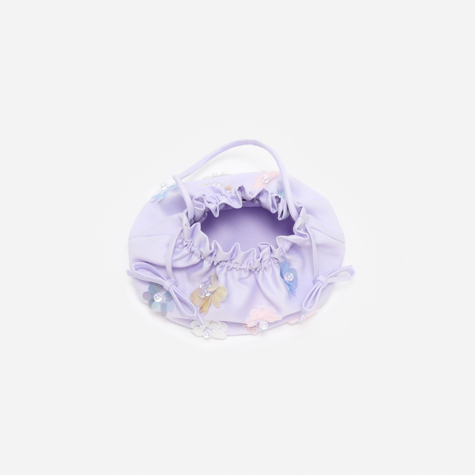 Lilac Flower Embellished Pouch Bag