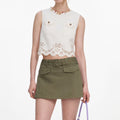 Cream Broderie Denim Top