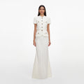 Cream Linen Blend Peplum Maxi Dress