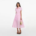 Pink Embroidered Midi Dress