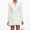 Cream Boucle Tailored Mini Dress