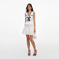 White Peplum Pointelle Knit Mini Dress