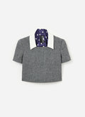 Grey Herringbone Scarf Detail Top