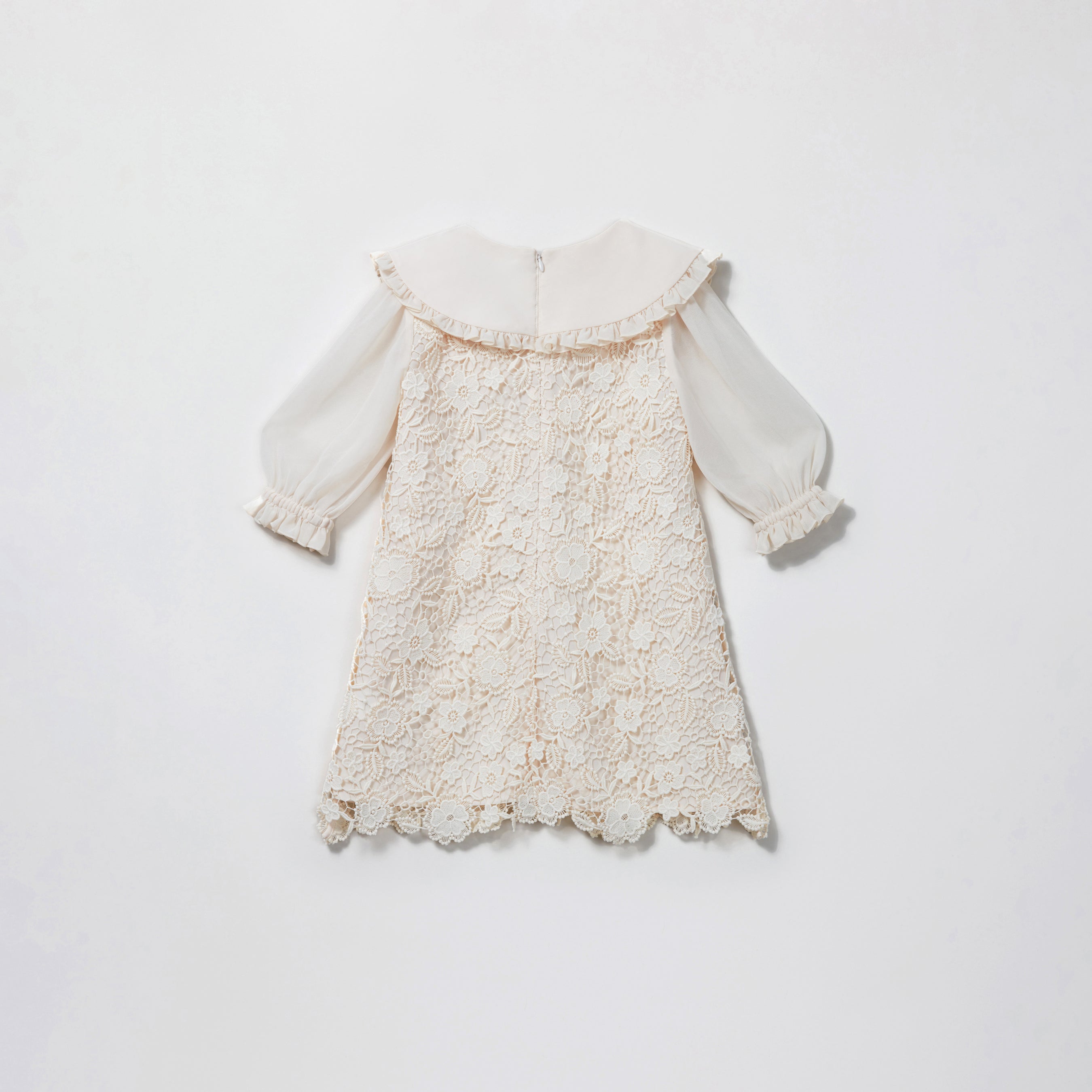 Cream Guipure Lace Mini Dress