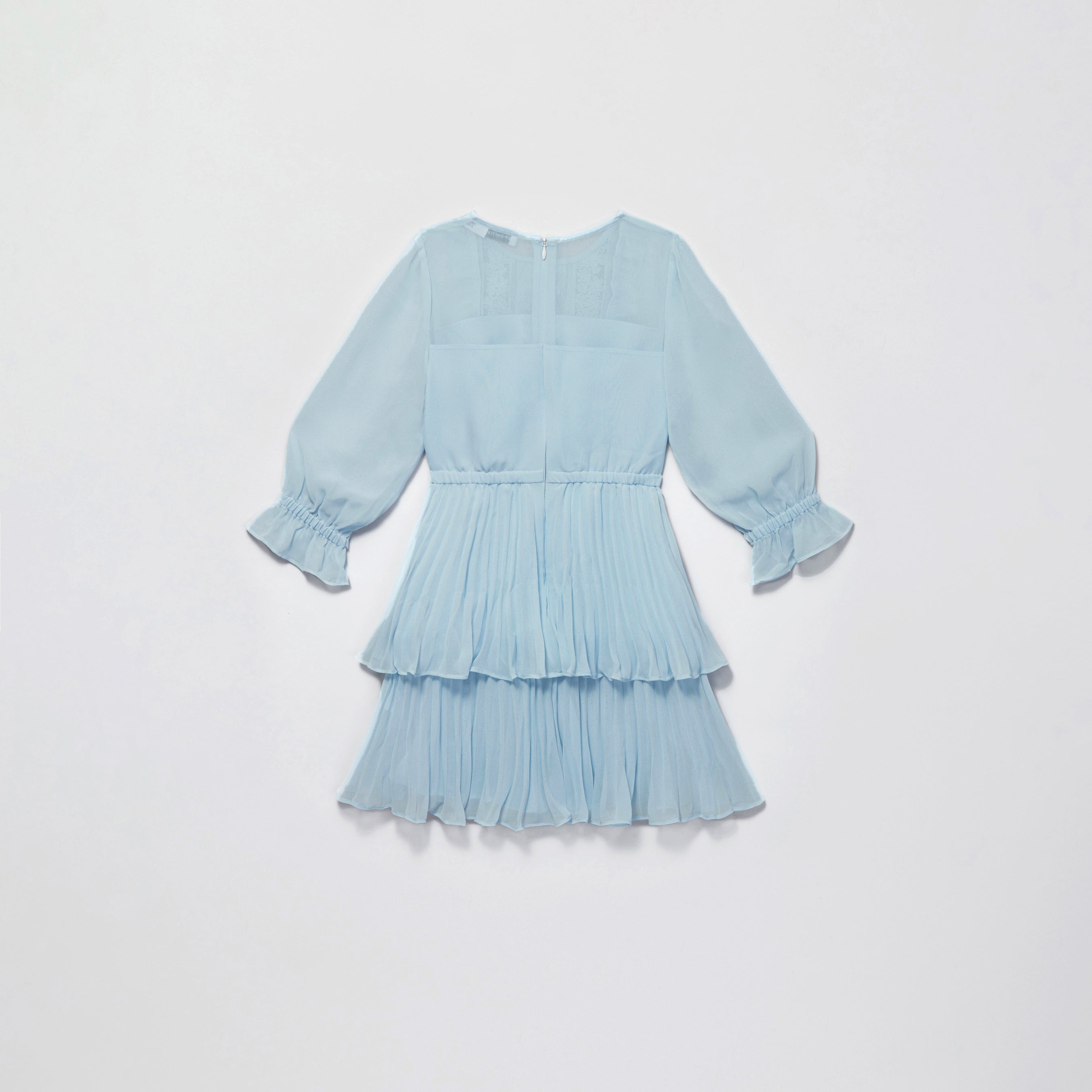 Blue Chiffon Ruffle Mini Dress