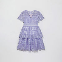 Lilac Petal Lace Tiered Mini Dress