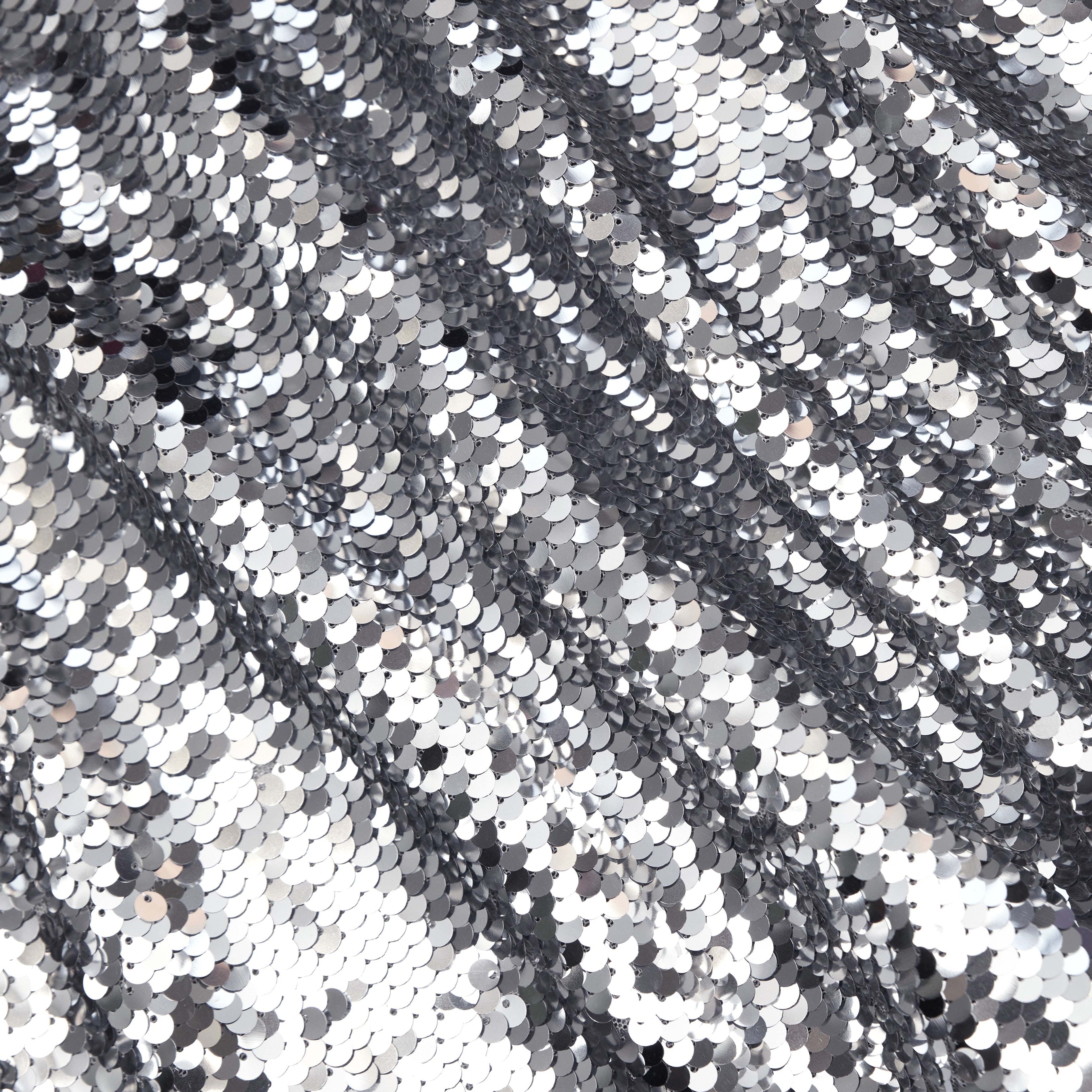 Silver Sequin Twist Neck Midi Dress