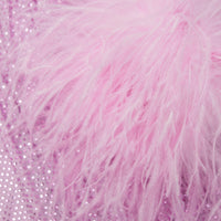 Pink Rhinestone Feather Mini Dress