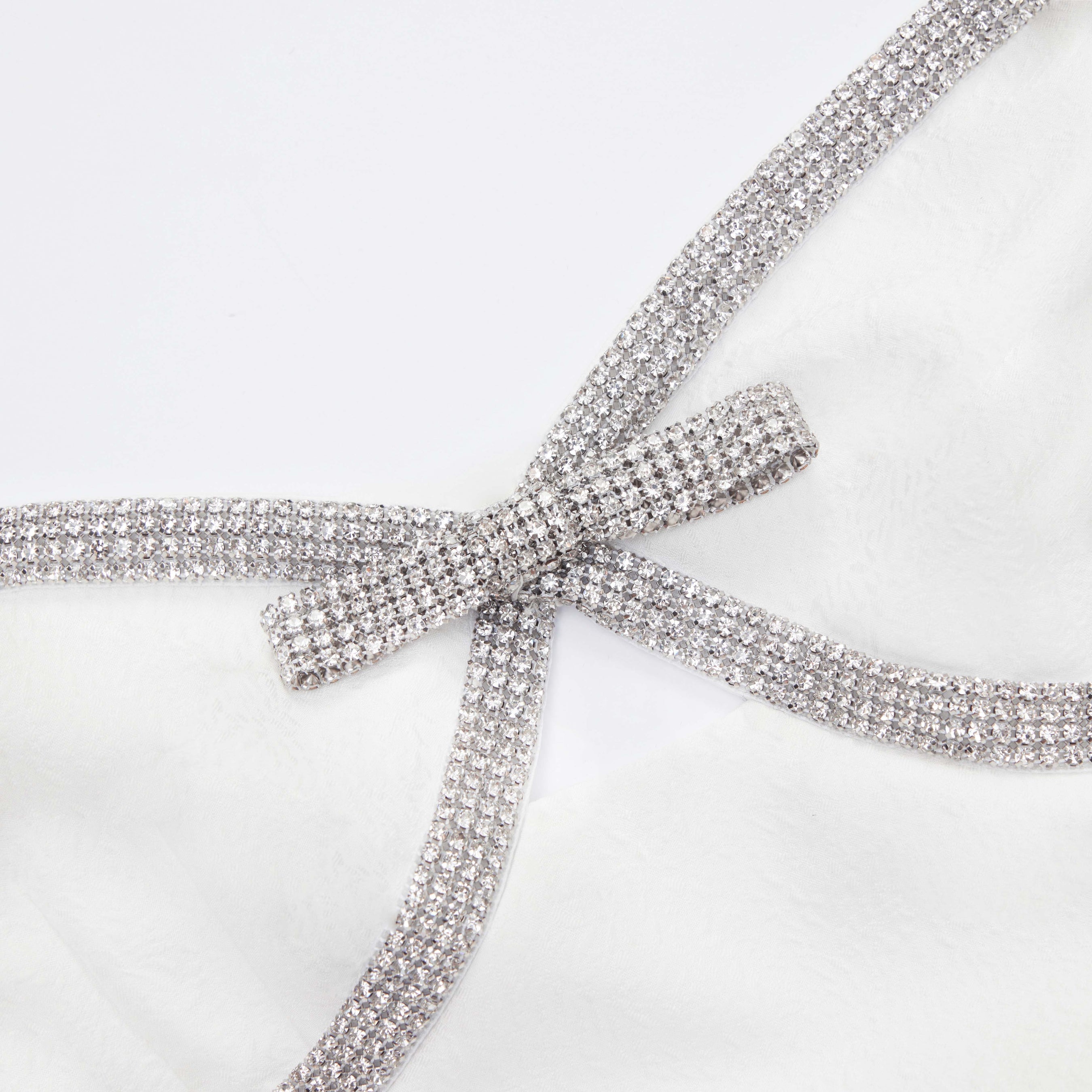 White Textured Diamante Mini Dress
