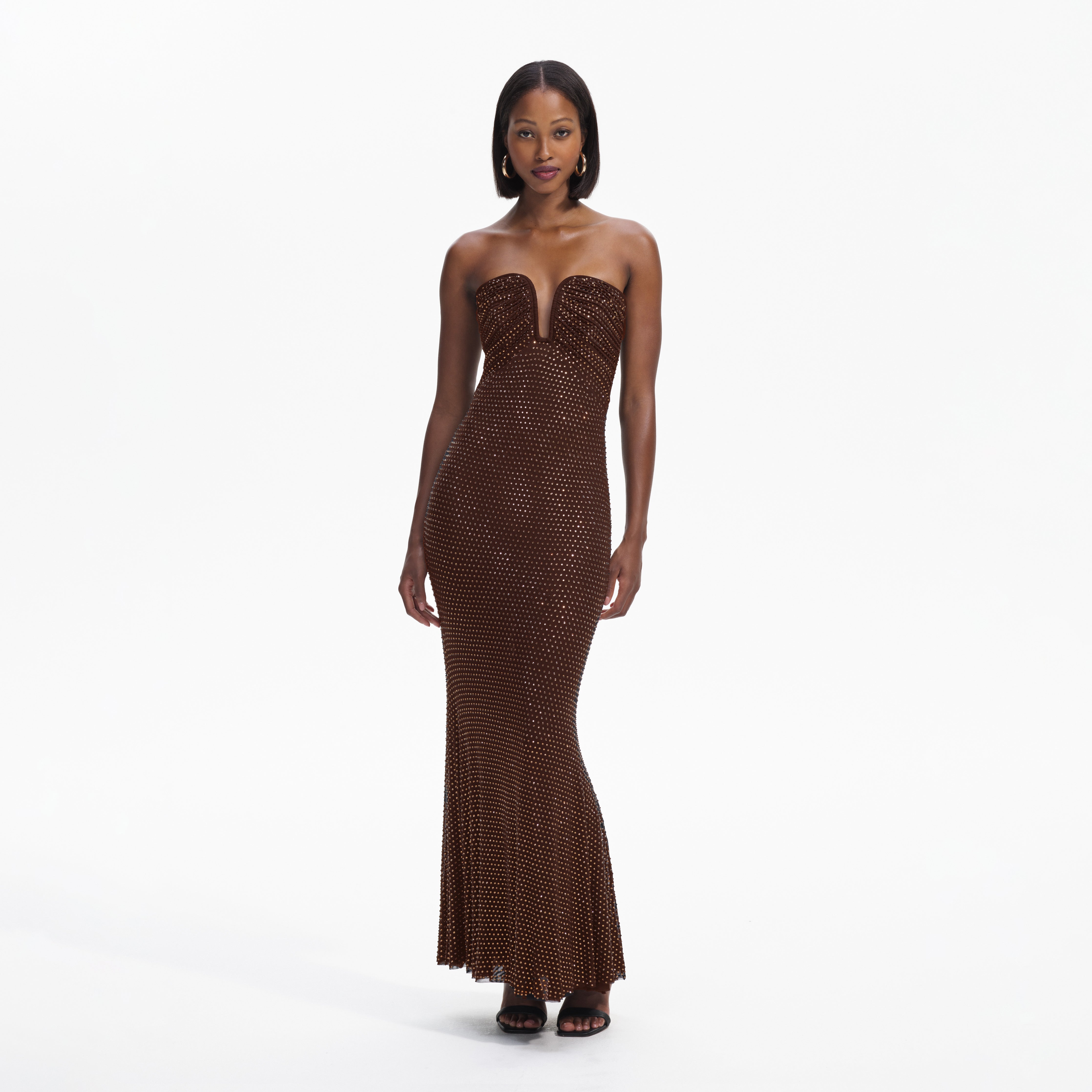 Long strapless hot sale maxi dress