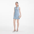 Blue Sequin Boucle Mini Dress