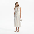 Cream Sequin Boucle Tailored Midi Dress