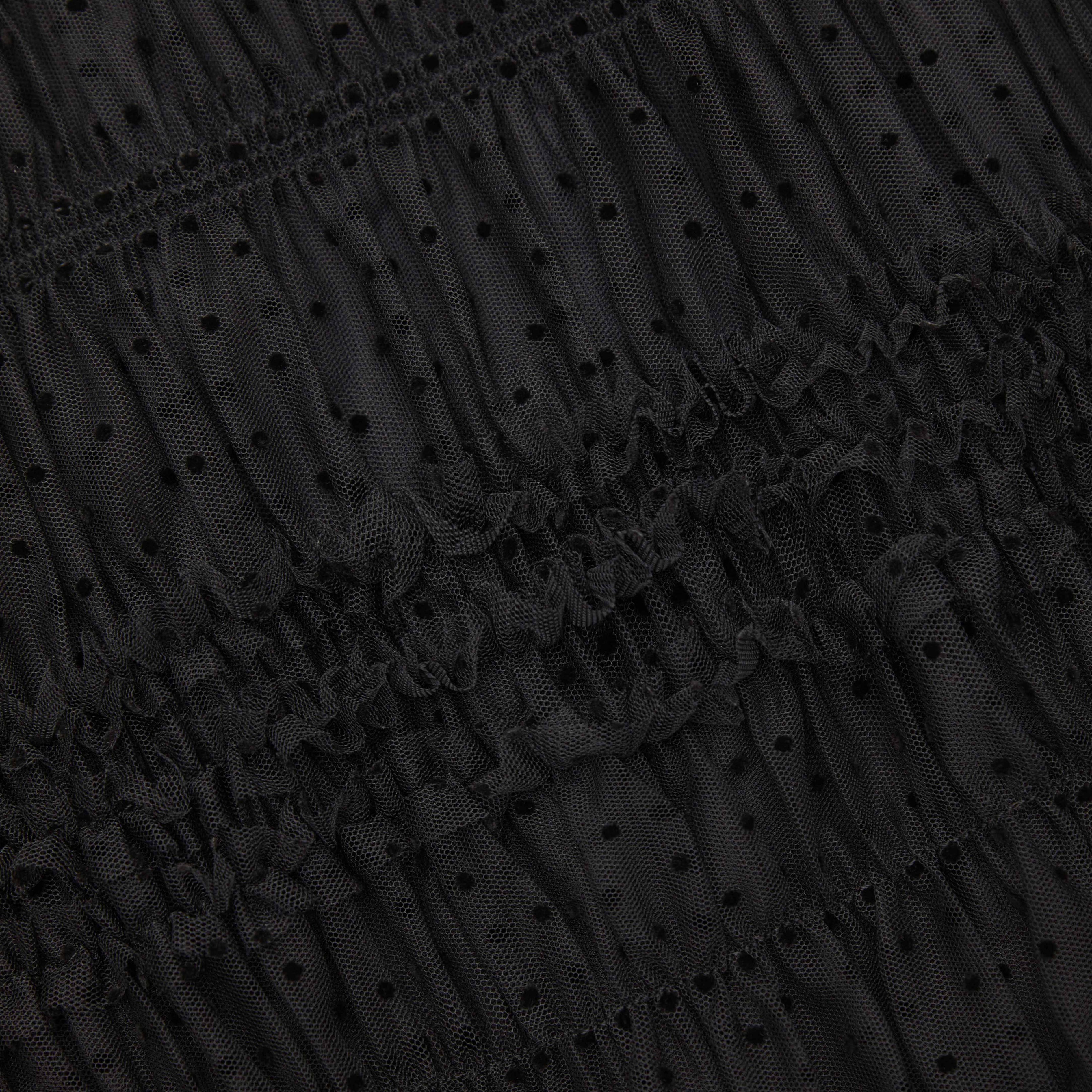 Black Dot Mesh Feather Midi Dress