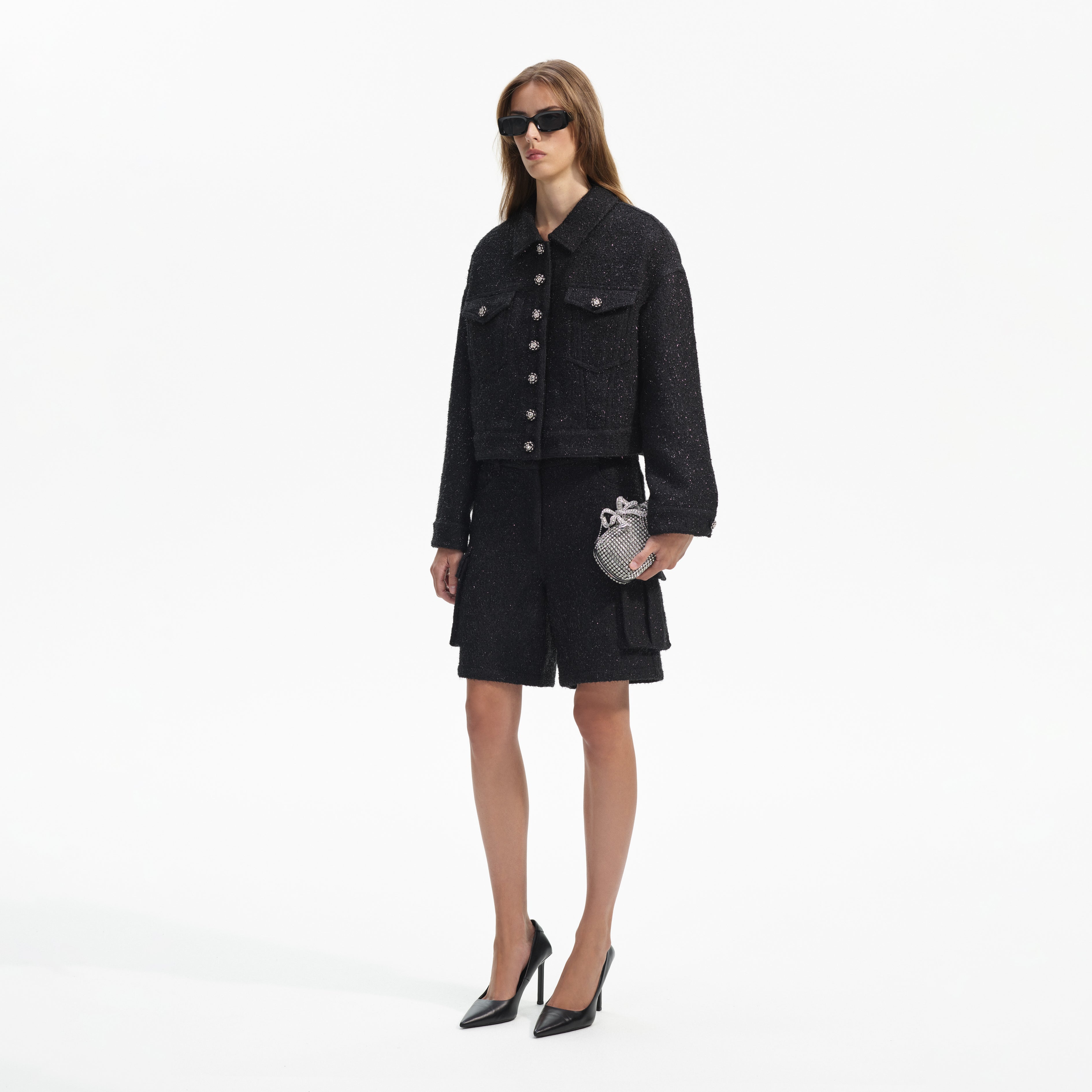 Black Boucle Oversized Jacket