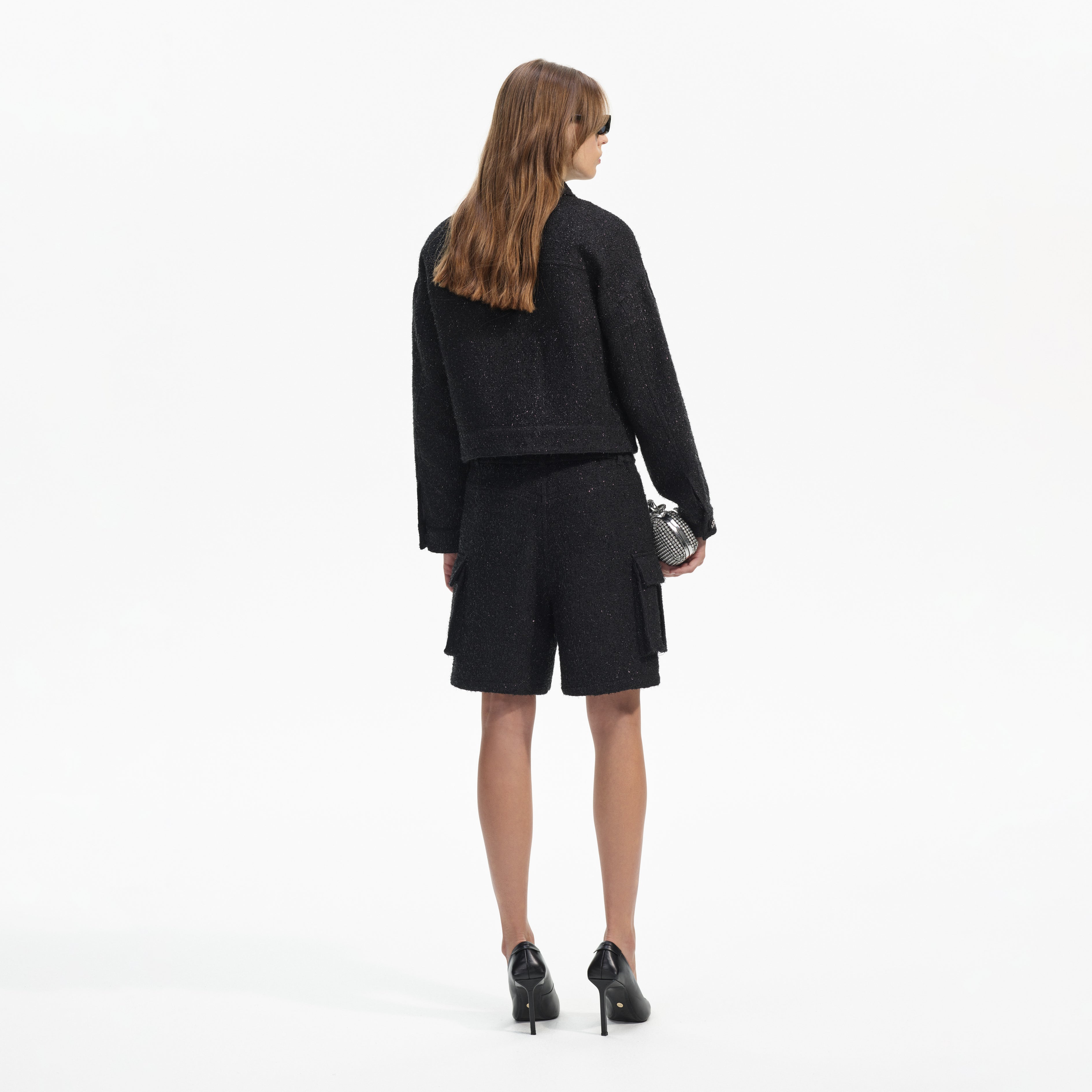 Black Boucle Oversized Jacket
