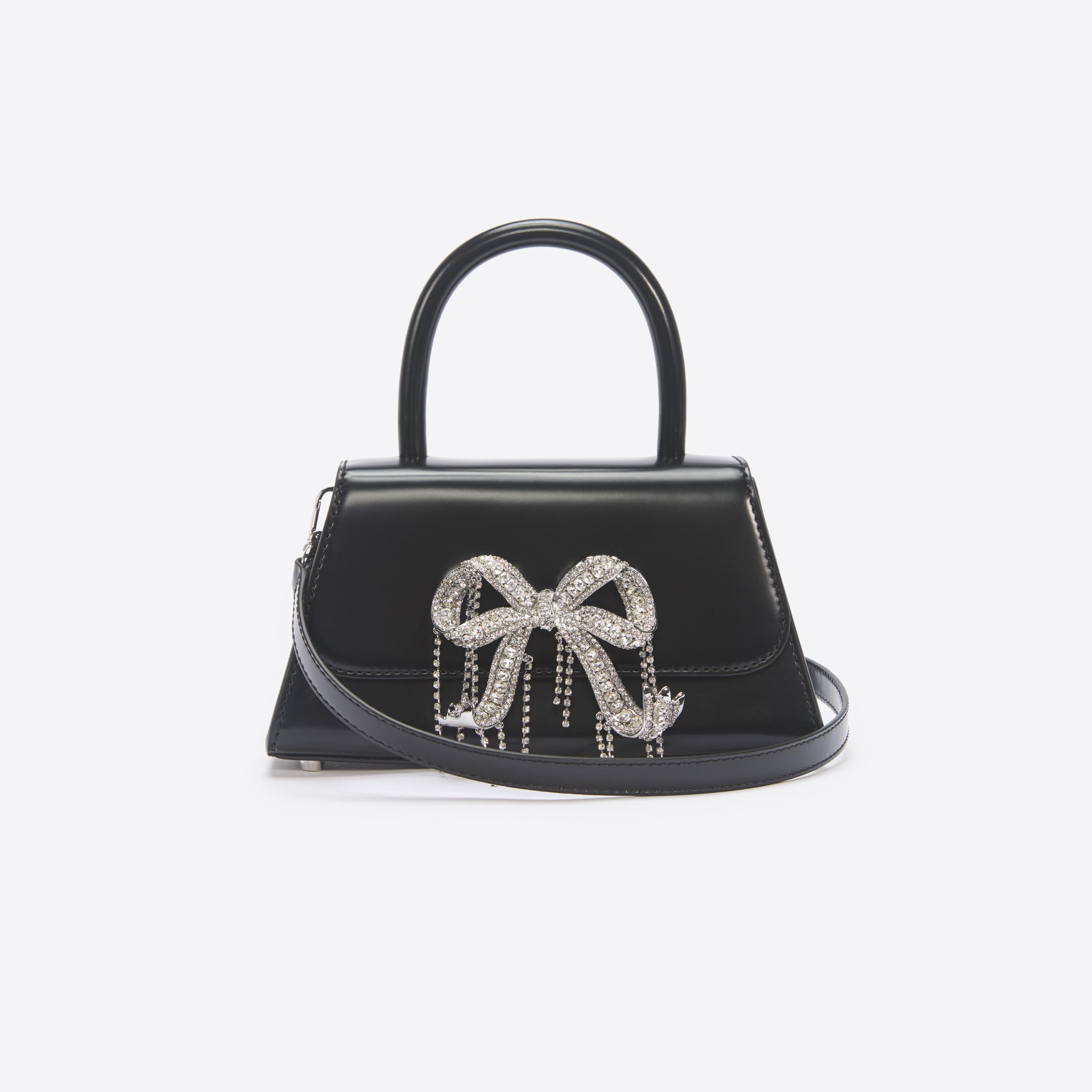 Black Leather Mini Bow Bag