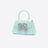 Blue Leather Mini Bow Bag