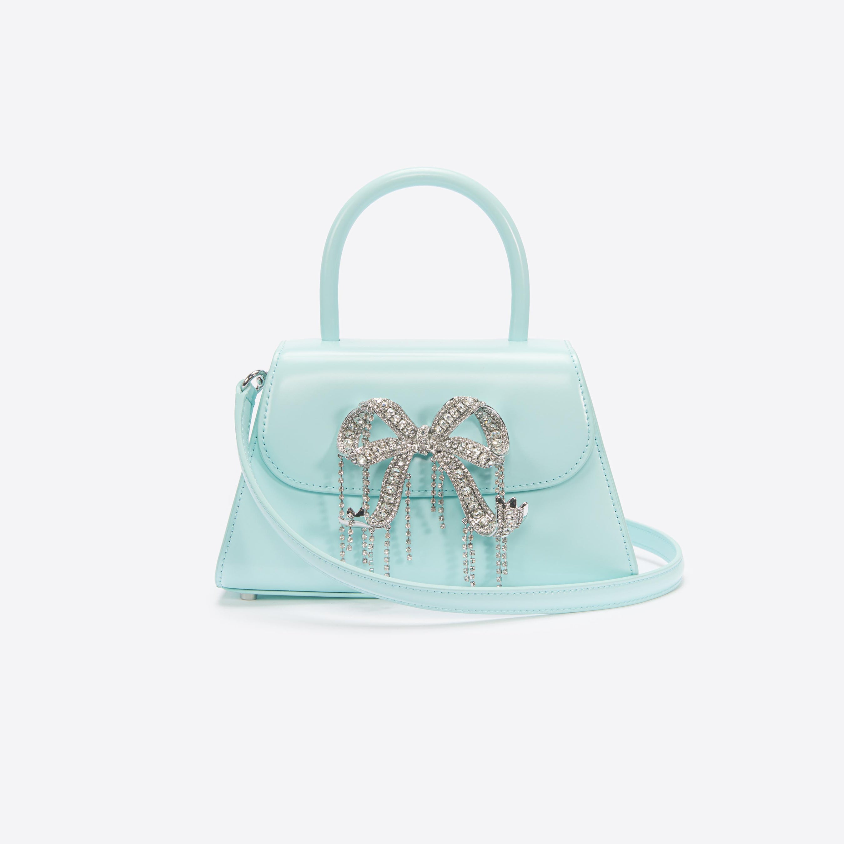 Blue Leather Mini Bow Bag