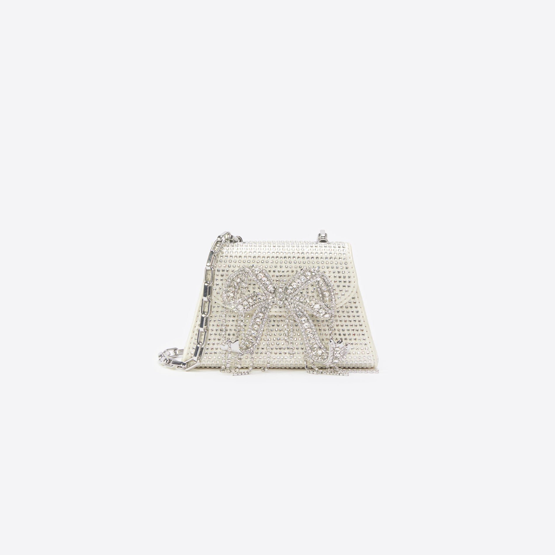 Cream Rhinestone Micro Bow Bag