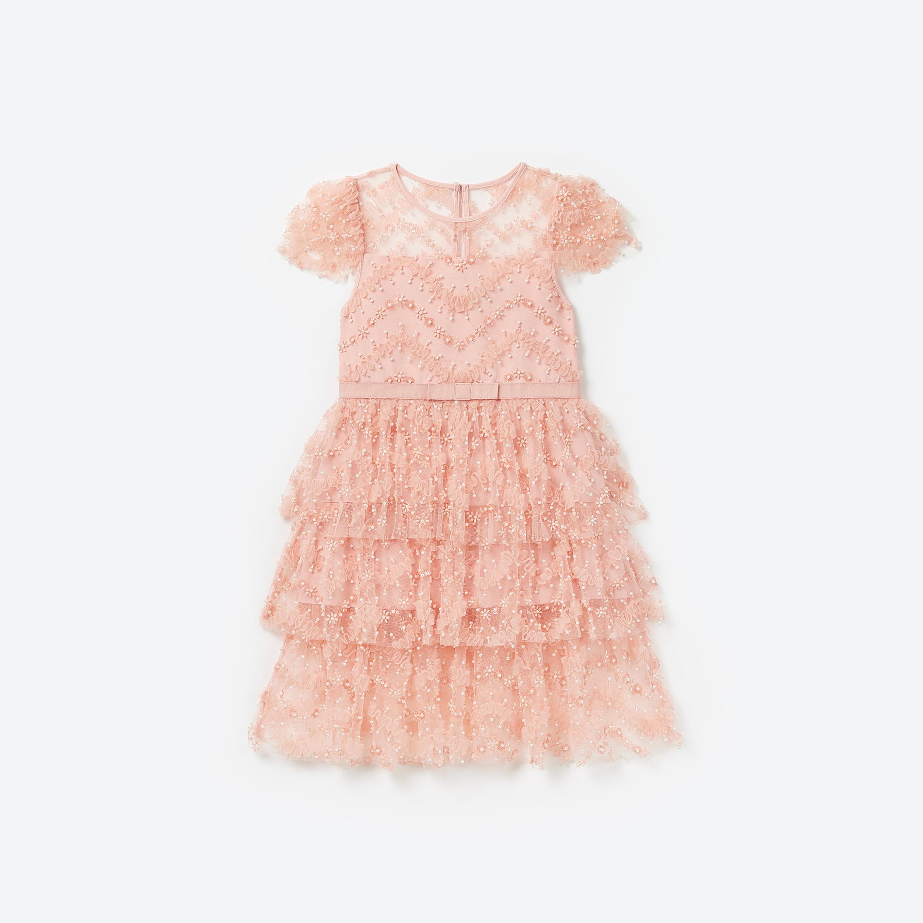 Pink Tiered Sequin Dress