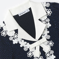 Blue Sequin Knit Bow Dress