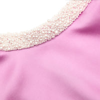 Pink Pearl Trim Satin Mini Dress