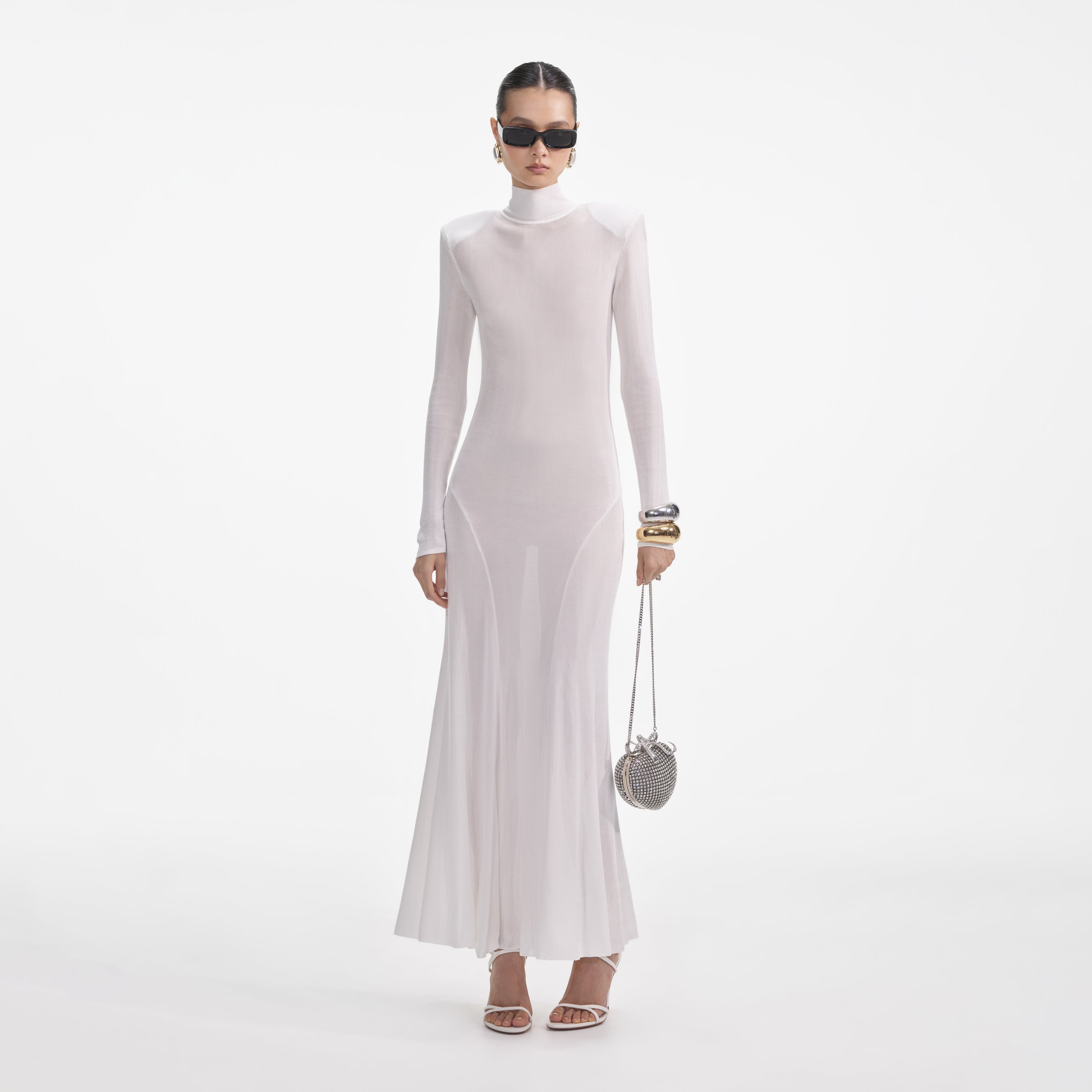 White Viscose Knit Maxi Dress