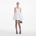 White Taffeta Bandeau Mini Dress