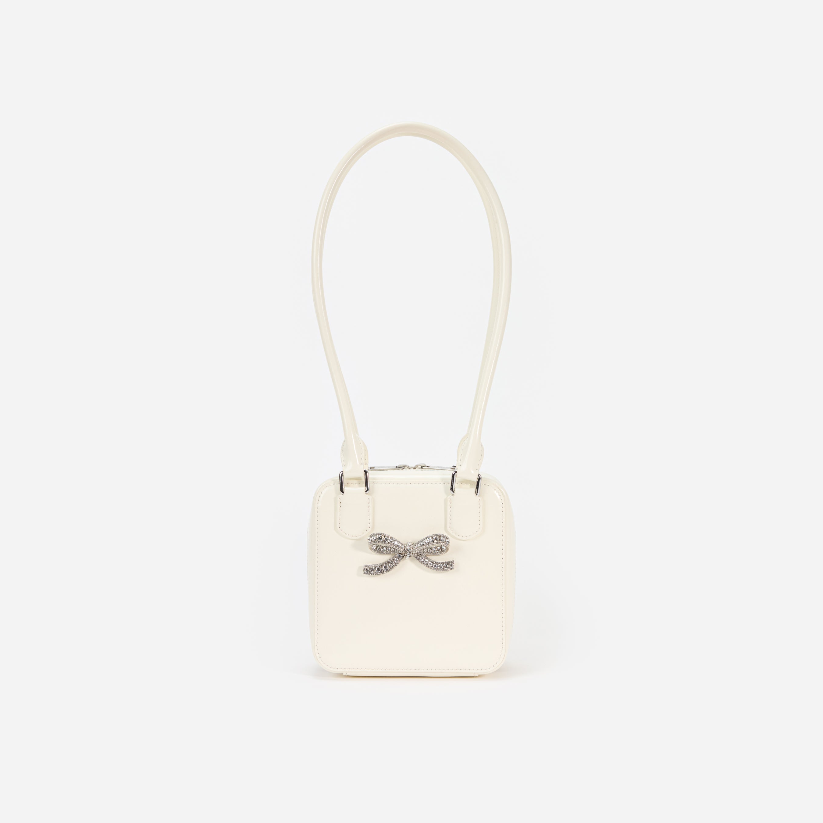 Cream Leather Square Shoulder Bag