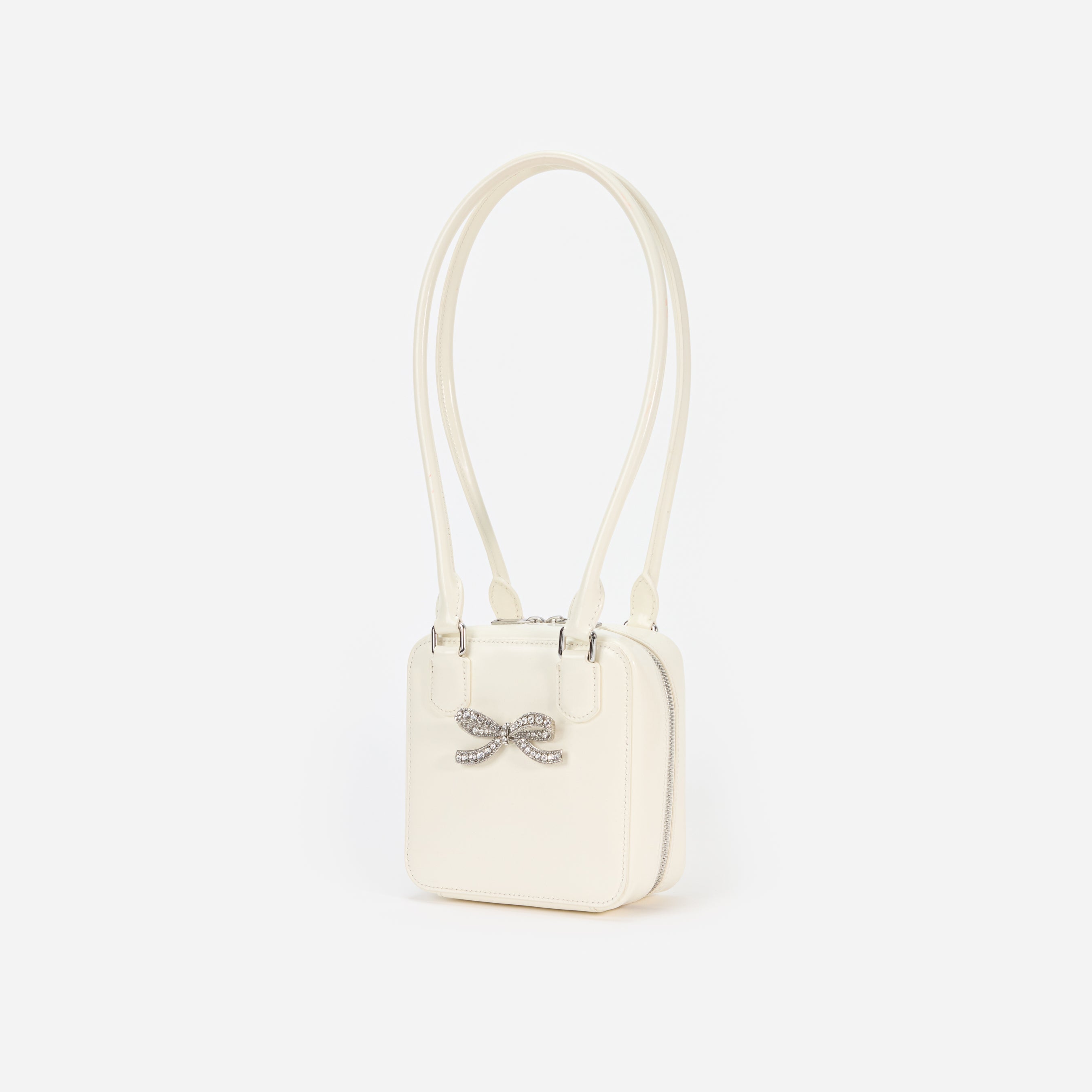 Cream Leather Square Shoulder Bag