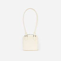 Cream Leather Square Shoulder Bag