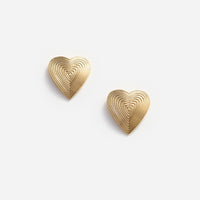 Gold Heart Ridged Earrings