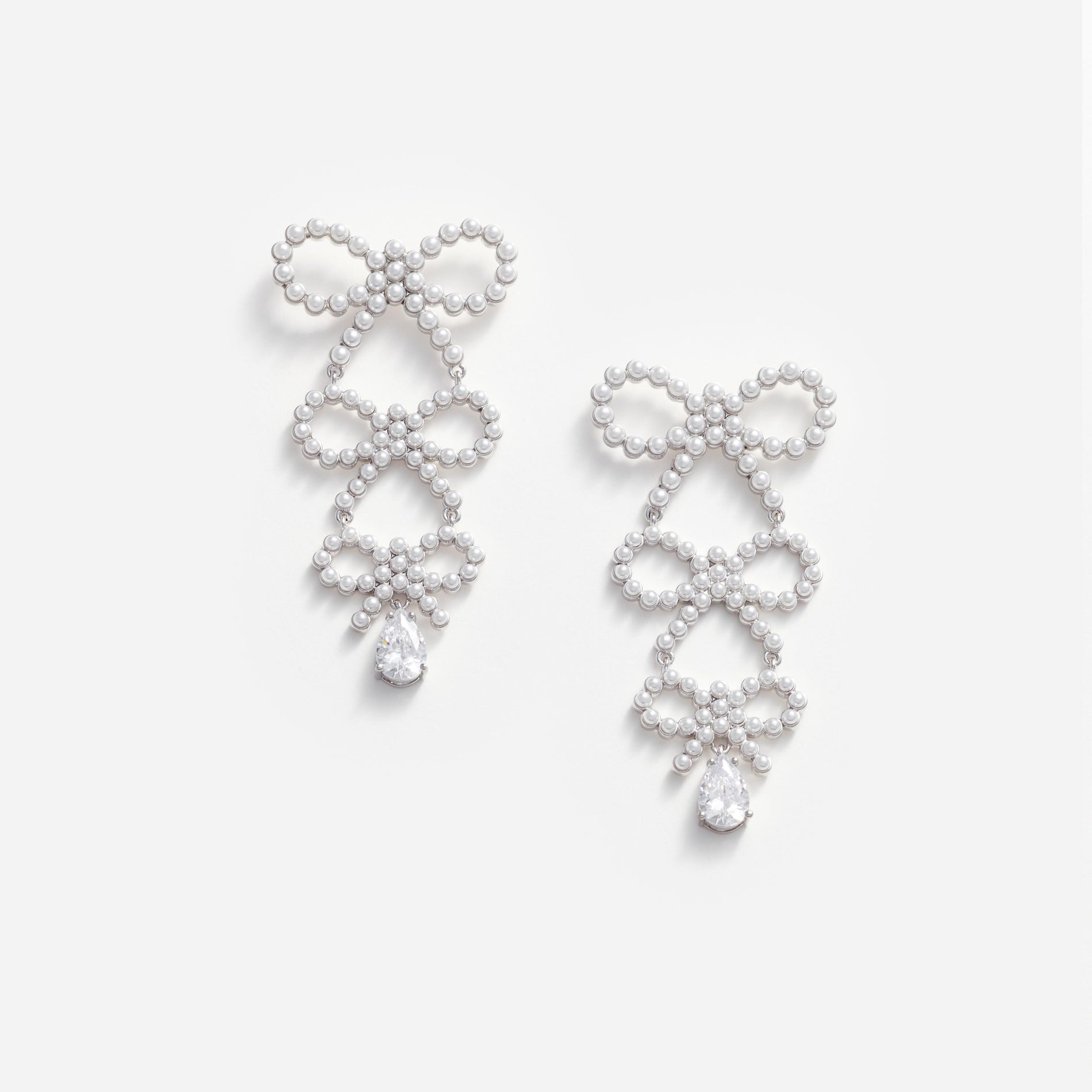 Tiered Pearl Bow Earrings