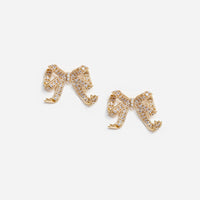 Gold Crystal Bow Earrings