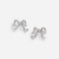 Pearl Crystal Bow Earrings