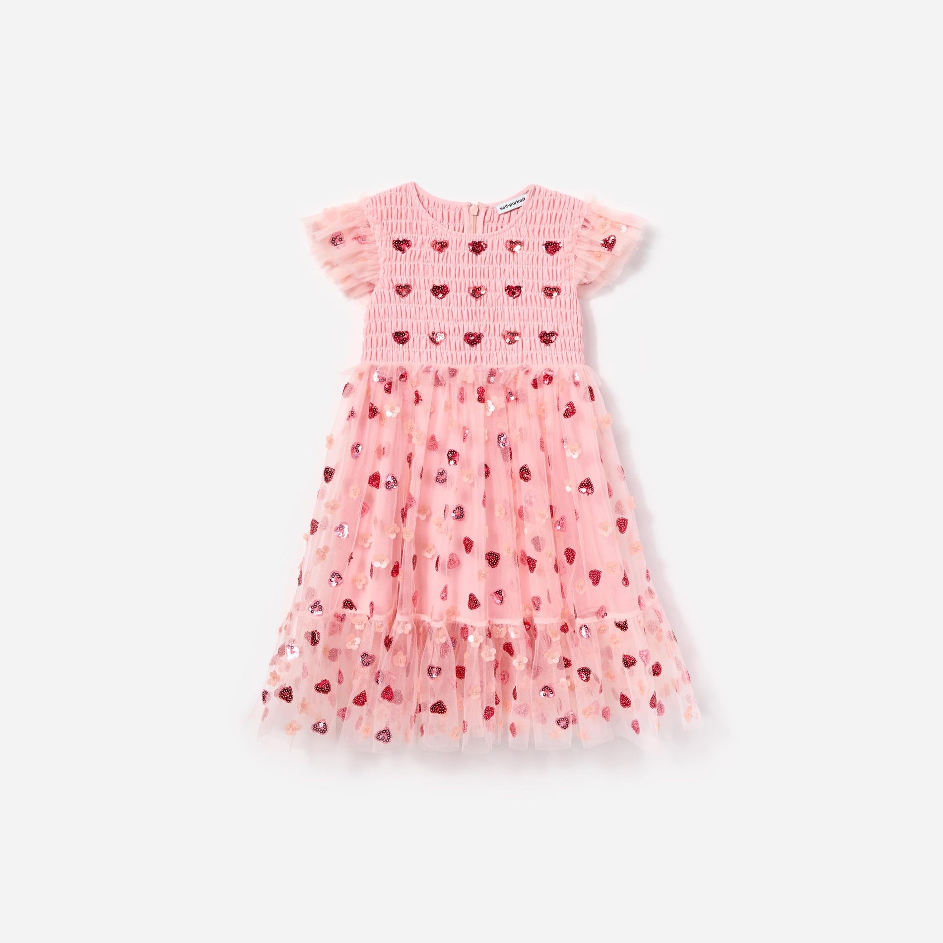 Pink Mesh Heart Sequin Dress